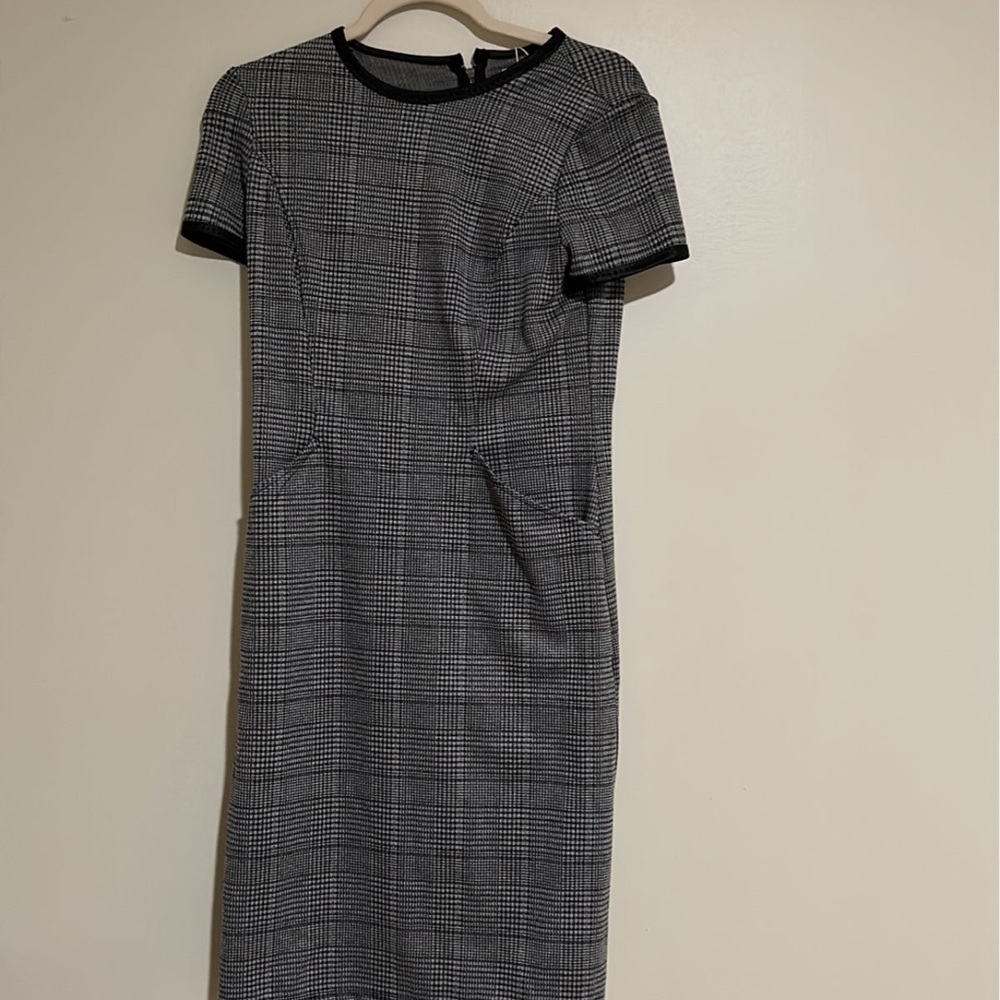 Plaid black and grey work dress